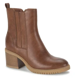 Baretraps Booties-Feeney Block Heel Boot Cognac