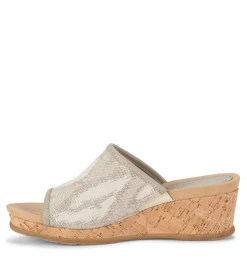 Baretraps Wedge Sandals|Slides & Slip On Sandals-Flossey Wedge Slide Sandal NaturalIkat
