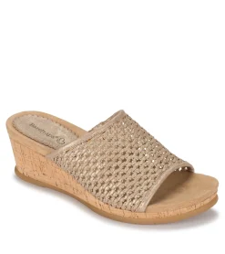 Baretraps Wedge Sandals|Slides & Slip On Sandals-Flossey Wedge Slide Sandal SoftGold