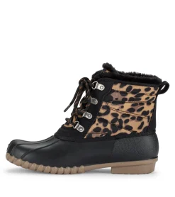 Baretraps Booties|Cold Weather Boots-Flynn Duck Boot BlackLeopard