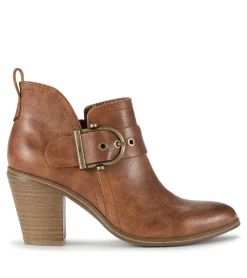Baretraps Booties-Karina Block Heel Ankle Bootie Brown