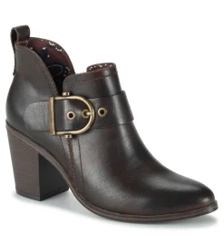 Baretraps Booties-Karina Block Heel Ankle Bootie DarkBrown
