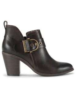 Baretraps Booties-Karina Block Heel Ankle Bootie DarkBrown
