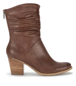 Baretraps Booties-Leslie Block Heel Slouch Boot BrushBrown