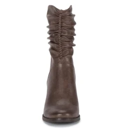 Baretraps Booties-Leslie Block Heel Slouch Boot DarkTaupe