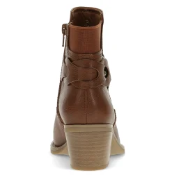 Baretraps Booties-Luella Block Heel Bootie Cognac