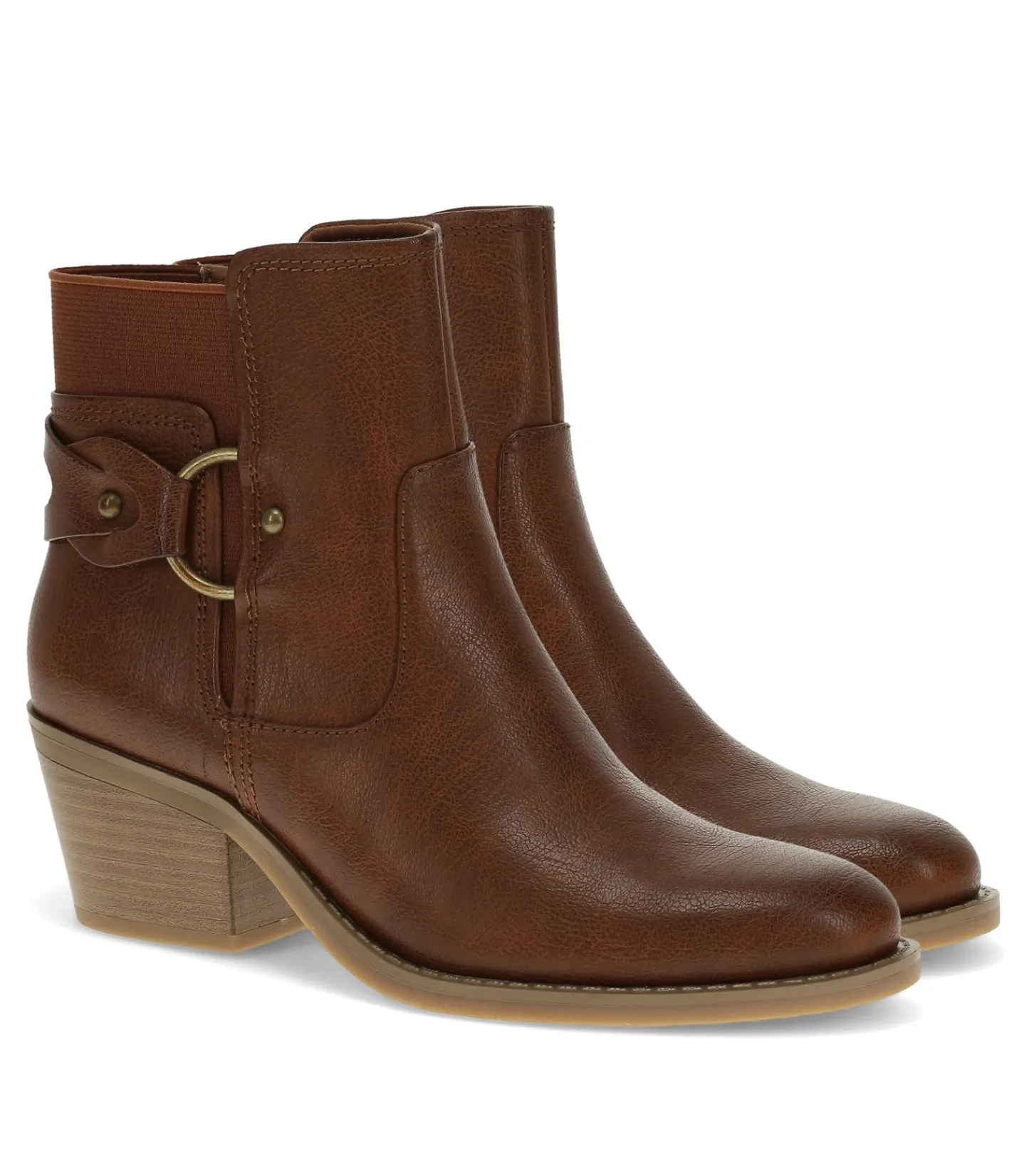 Baretraps Booties-Luella Block Heel Bootie Cognac