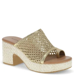 Baretraps Slides & Slip On Sandals-Michaela Block Heel Sandal OldGold