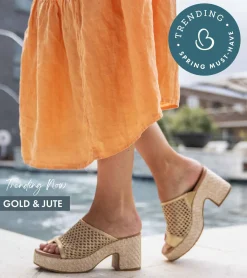 Baretraps Slides & Slip On Sandals-Michaela Block Heel Sandal OldGold