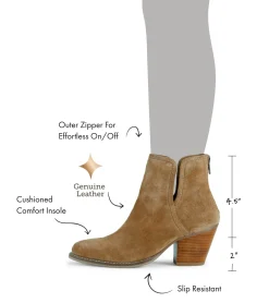 Baretraps Booties-Nanny Block Heel Bootie CognacSuede