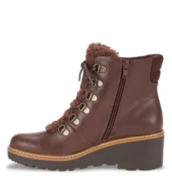 Baretraps Booties-Nasha Lace Up Wedge Bootie DarkBrown