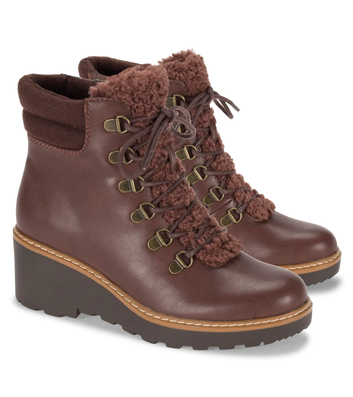 Baretraps Booties-Nasha Lace Up Wedge Bootie DarkBrown