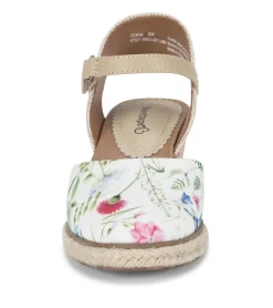 Baretraps Wedge Sandals-Ocean Closed Toe Wedge Sandal WhiteMultiFlowerCanvas