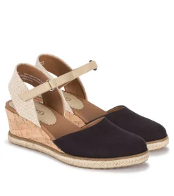 Baretraps Wedge Sandals-Ocean Closed Toe Wedge Sandal BlackCanvas