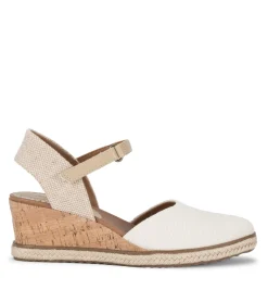 Baretraps Wedge Sandals-Ocean Closed Toe Wedge Sandal Cream