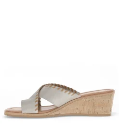 Baretraps Wedge Sandals|Slides & Slip On Sandals-Paige Wedge Sandal ChampagneCanvas