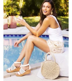 Baretraps Wedge Sandals-Raisie Wedge Sandal Cream