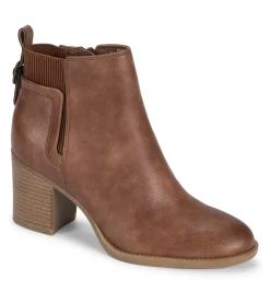 Baretraps Booties-Rhoslyn Block Heel Bootie BrushBrown