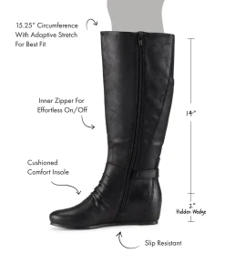 Baretraps Knee High Boots-Sammy Tall Wedge Boot Black