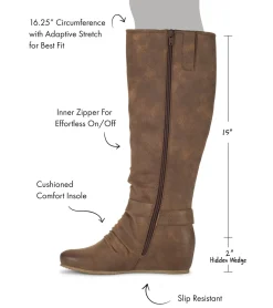 Baretraps Knee High Boots-Scarlett Tall Wedge Boot Cashew