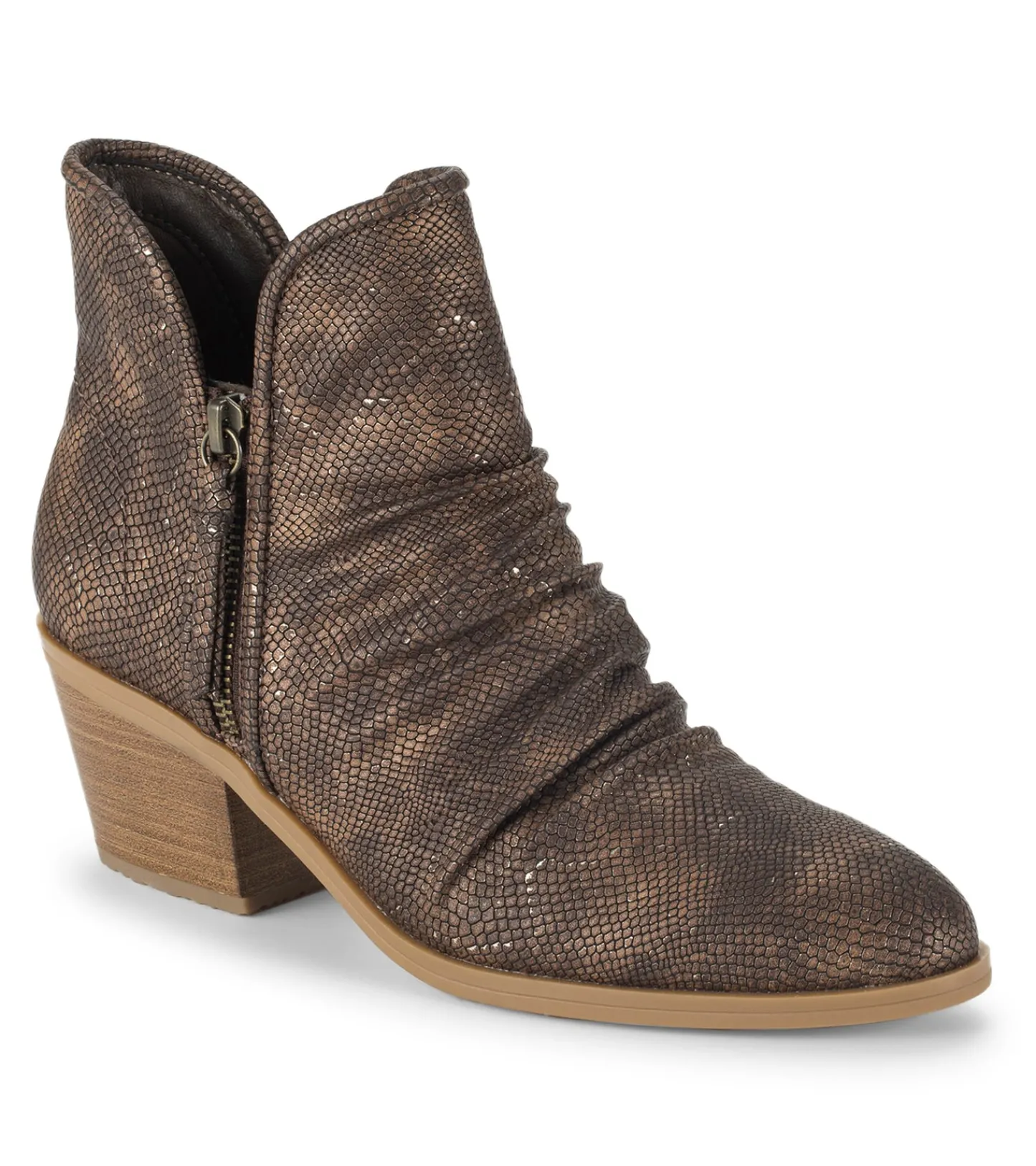 Baretraps Booties-Serenity Block Heel Bootie TaupeMetallic