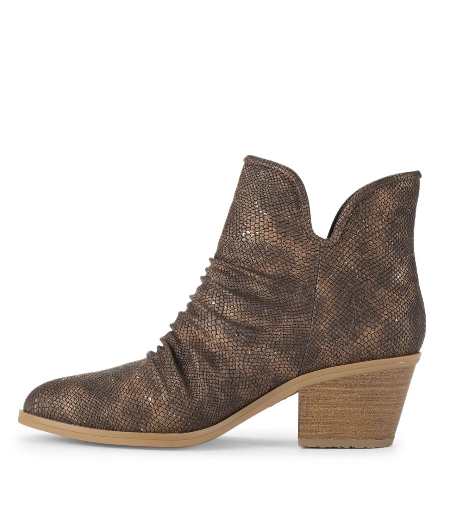 Baretraps Booties-Serenity Block Heel Bootie TaupeMetallic