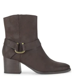 Baretraps Booties-Tiana Block Heel Bootie DarkBrown