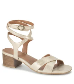 Baretraps Classic Comfort Sandals-Valerie Block Heel Sandal LightGold