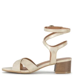 Baretraps Classic Comfort Sandals-Valerie Block Heel Sandal LightGold