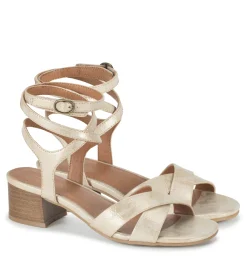 Baretraps Classic Comfort Sandals-Valerie Block Heel Sandal LightGold