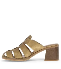 Baretraps Classic Comfort Sandals-Whitnie Block Heel Sandal OldGold