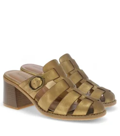 Baretraps Classic Comfort Sandals-Whitnie Block Heel Sandal OldGold
