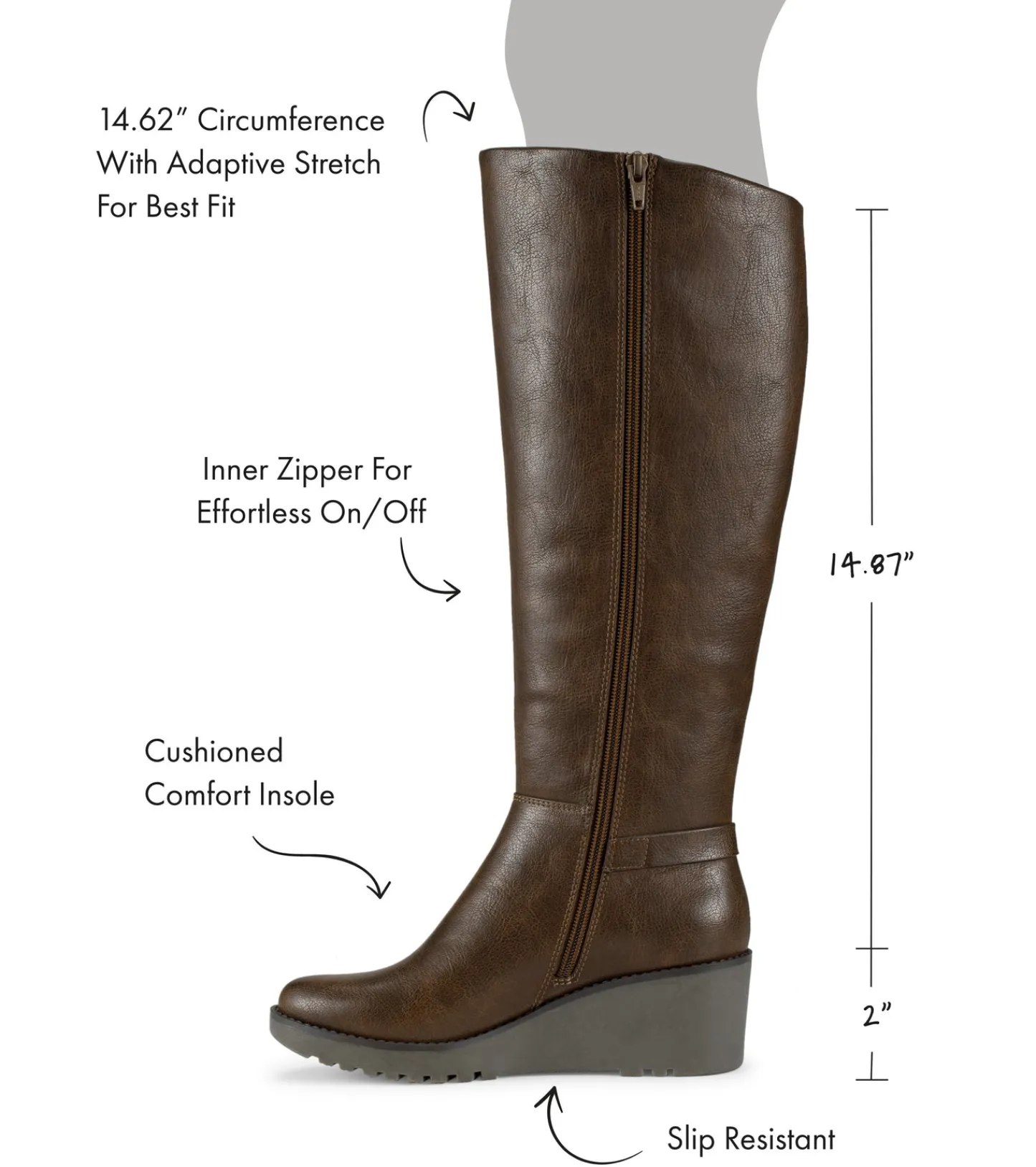 Baretraps Knee High Boots-Winifred Tall Wedge Boot BrushBrown