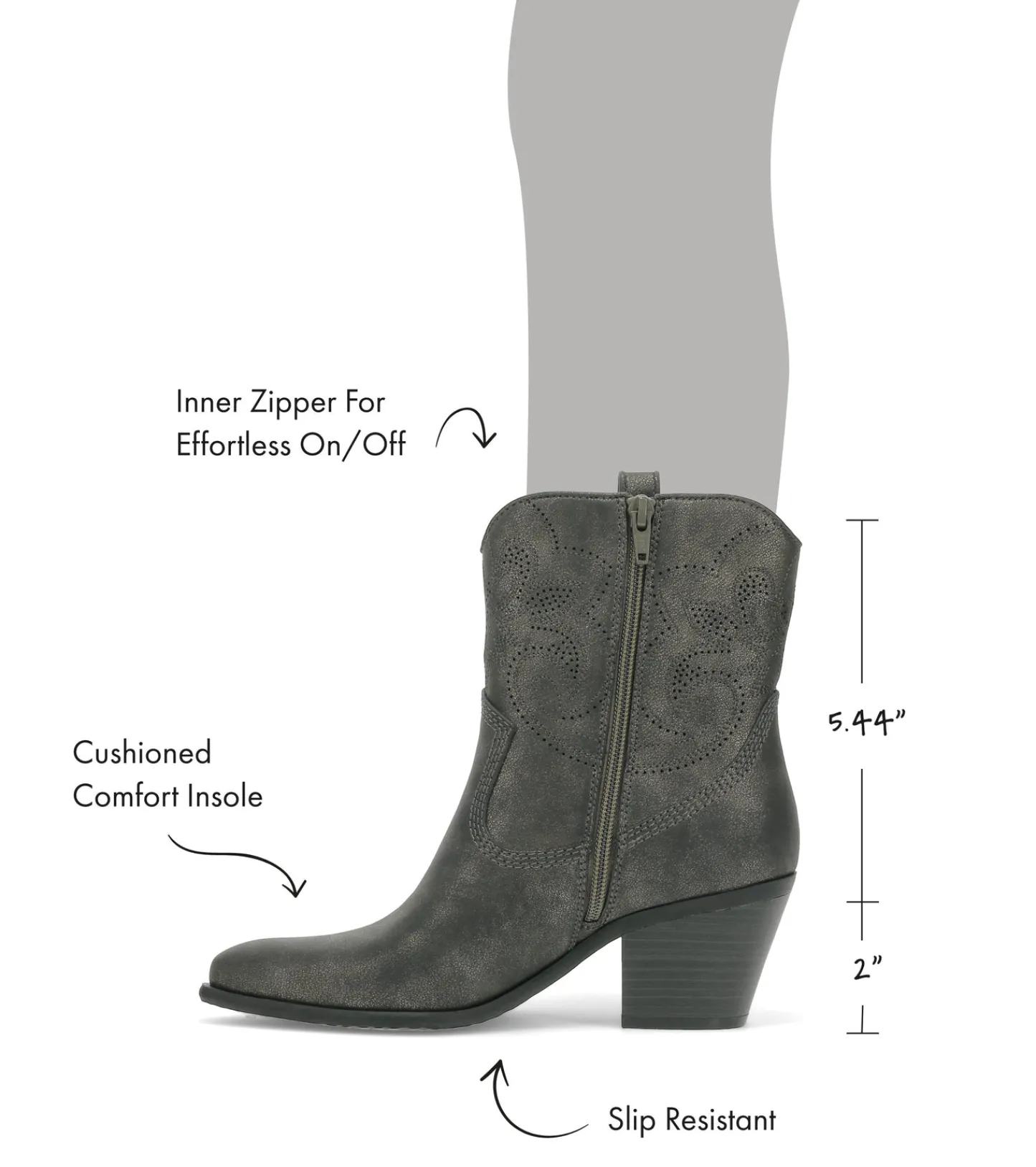 Baretraps Booties-Yenni Western Boot Gunmetal